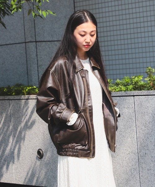 フェイクレザー　フライトジャケット　BEAMS フェイクレザー フライト ジャケット（ブルゾン）｜Ray BEAMS