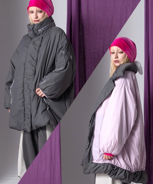 AULA AILA(アウラアイラ)の「リバーシブルモンスターコート(ダウンジャケット/コート・レディース・グレー/カーキ/ブラック・0)」の2枚目の写真