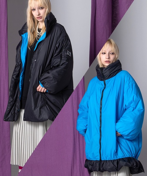 AULA AILA(アウラアイラ)の「リバーシブルモンスターコート(ダウンジャケット/コート・レディース・グレー/カーキ/ブラック・0)」の1枚目の写真