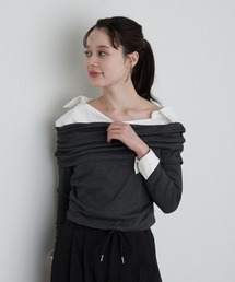 RAY CASSIN | 襟シャツレイヤードオフショル(Tシャツ/カットソー)