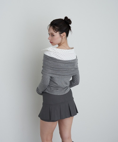 RAY CASSIN（レイカズン）の「襟シャツレイヤードオフショル（Tシャツ/カットソー・レディース・ブラック系その他2/グレー系その他2/チャコールグレー・FREE）」の15枚目の写真