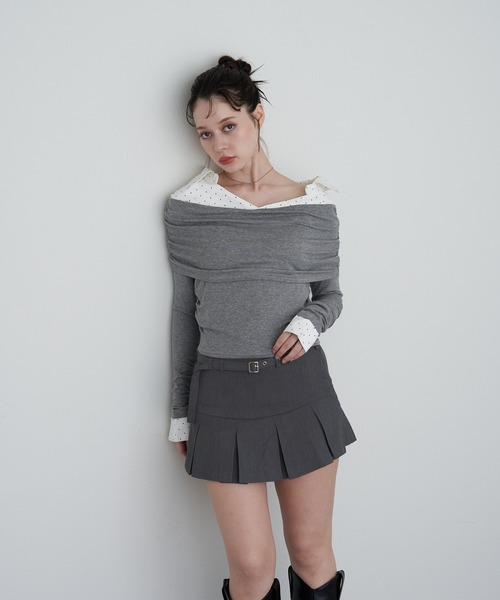 RAY CASSIN（レイカズン）の「襟シャツレイヤードオフショル（Tシャツ/カットソー・レディース・ブラック系その他2/グレー系その他2/チャコールグレー・FREE）」の18枚目の写真