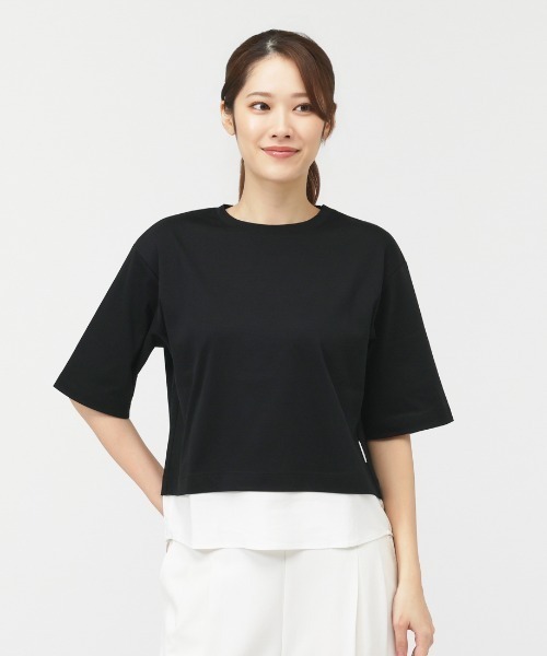 TIGORA(ティゴラ)の「ティゴラ TIGORA 半袖Tシャツ(Tシャツ/カットソー・レディース・ブラック/ライトベージュ・M/XL/L/S)」の1枚目の写真