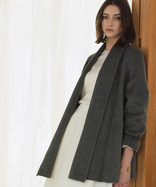 セール】【2025AW】【ウール90％＋アルパカ10％】ショールカラー