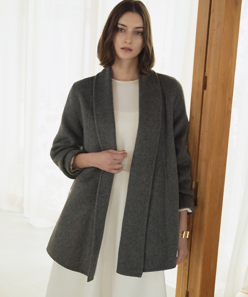 セール】【2025AW】【ウール90％＋アルパカ10％】ショールカラー