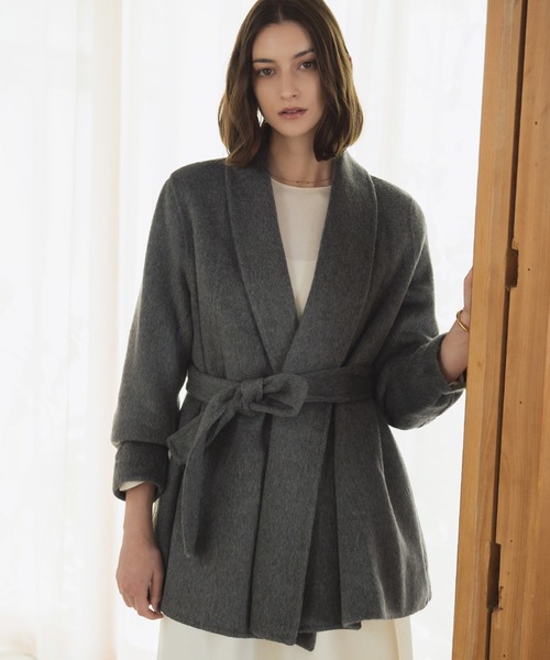 セール】【2025AW】【ウール90％＋アルパカ10％】ショールカラー