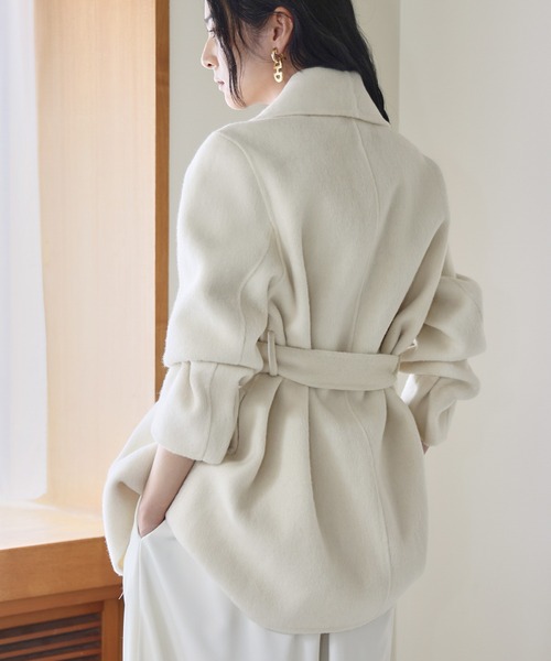 セール】【2025AW】【ウール90％＋アルパカ10％】ショールカラー