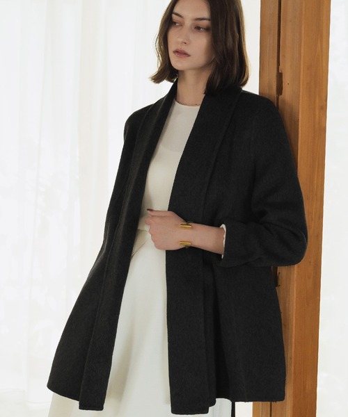セール】【2025AW】【ウール90％＋アルパカ10％】ショールカラー