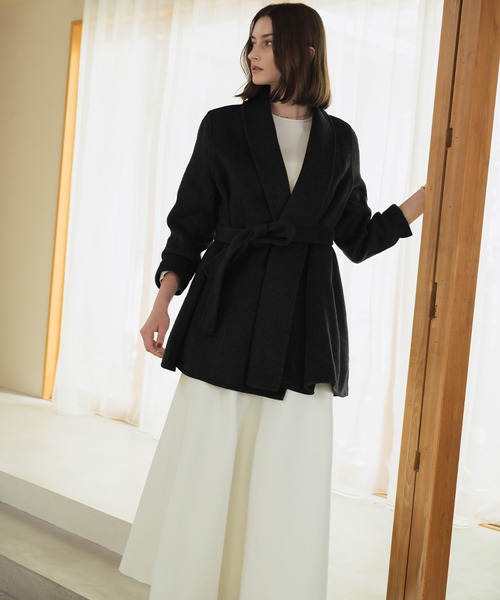 セール】【2025AW】【ウール90％＋アルパカ10％】ショールカラー