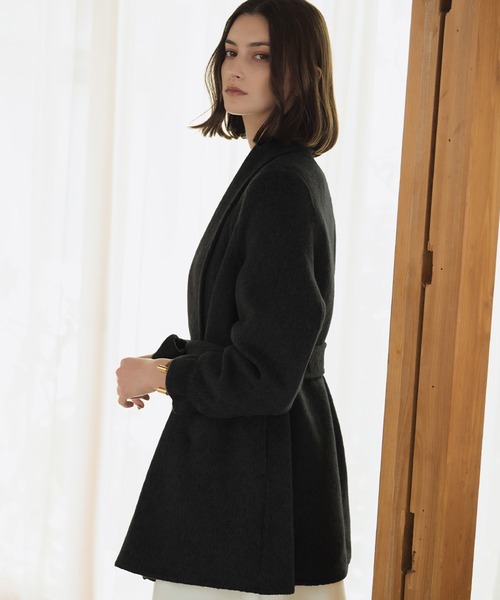 セール】【2025AW】【ウール90％＋アルパカ10％】ショールカラー