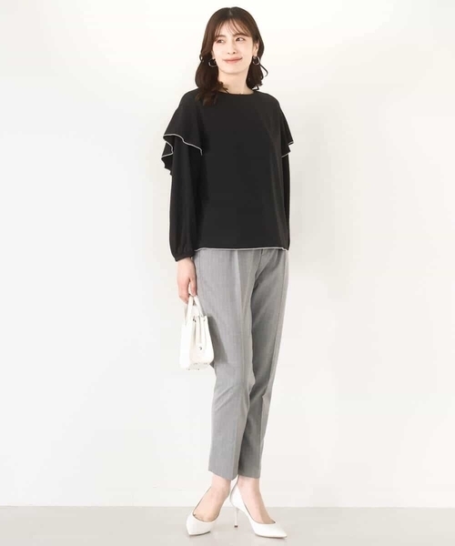 OFUON le MK（オフオンルエムケー）の「[名品シリーズ]ストレッチテーパードパンツ（ストライプ・無地）（スラックス・レディース・ライトグレー/ダークグレー・36/38/40）」の16枚目の写真