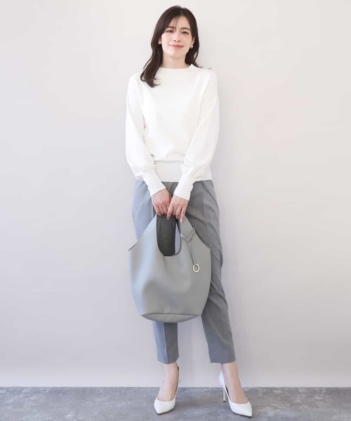 OFUON le MK（オフオンルエムケー）の「[名品シリーズ]ストレッチテーパードパンツ（ストライプ・無地）（スラックス・レディース・ライトグレー/ダークグレー・36/38/40）」の20枚目の写真