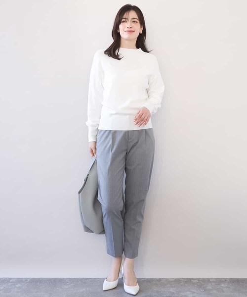 OFUON le MK（オフオンルエムケー）の「[名品シリーズ]ストレッチテーパードパンツ（ストライプ・無地）（スラックス・レディース・ライトグレー/ダークグレー・36/38/40）」の21枚目の写真