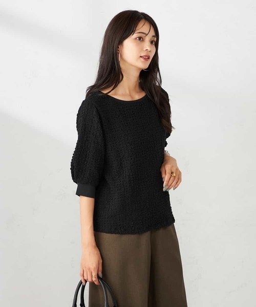 a.v.v（アーヴェヴェ）の「ポコポコトップス（Tシャツ/カットソー・レディース・ブラウン/ブラック・38/36/40）」の4枚目の写真