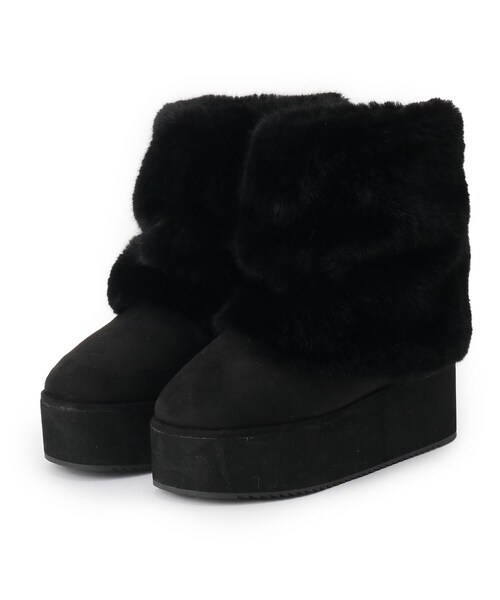 ESPERANZA（エスペランサ）の「フェイクファー付き2WAYムートン調ブーツ（ブーツ・レディース・アイボリー系/ブラック系・M/S/LL/L）」の15枚目の写真