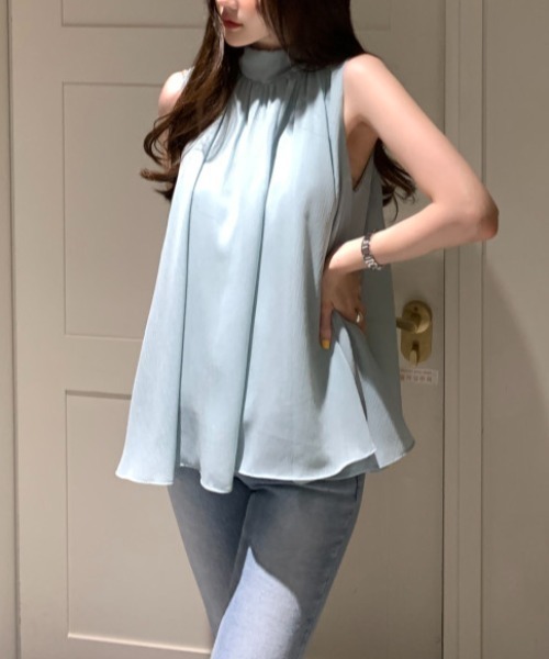 Aelina(エリナ)の「ノースリーブブラウス(シャツ/ブラウス・レディース・ホワイト/ブラック/ブラウン/ブルー・F)」の8枚目の写真