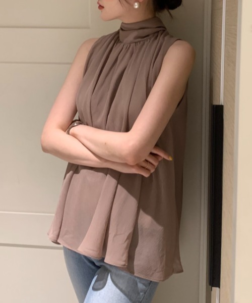 Aelina(エリナ)の「ノースリーブブラウス(シャツ/ブラウス・レディース・ホワイト/ブラック/ブラウン/ブルー・F)」の21枚目の写真