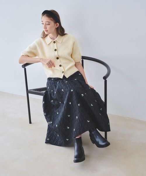 ユナイテッドアローズ ＊ ポロニット フォックスカシミヤ ショートスリーブ ポロニット（ニット