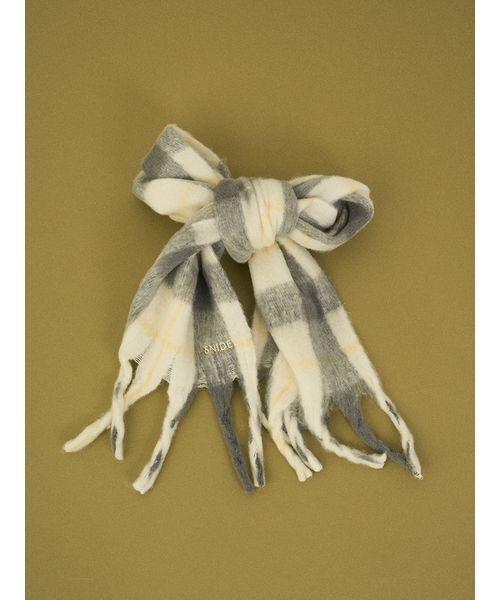 SNIDEL（スナイデル）の「チェックマフラー（ストール/ショール・レディース・ラベンダー/ライトベージュ/ダークブラウン/ライトグレー・F）」の5枚目の写真