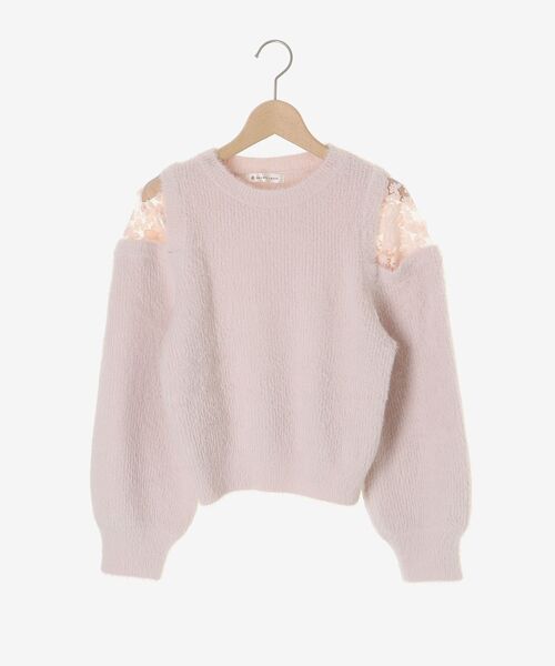 MAJESTIC LEGON（マジェスティックレゴン）の「ショルダーレースシャギーニット（ニット/セーター・レディース・ライトグレー/ベージュ/ピンク/ブルー/アイボリー/ライトピンク・MEDIUM）」の9枚目の写真