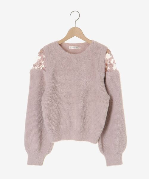 MAJESTIC LEGON（マジェスティックレゴン）の「ショルダーレースシャギーニット（ニット/セーター・レディース・ライトグレー/ベージュ/ピンク/ブルー/アイボリー/ライトピンク・MEDIUM）」の10枚目の写真