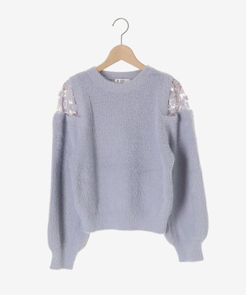 MAJESTIC LEGON（マジェスティックレゴン）の「ショルダーレースシャギーニット（ニット/セーター・レディース・ライトグレー/ベージュ/ピンク/ブルー/アイボリー/ライトピンク・MEDIUM）」の11枚目の写真