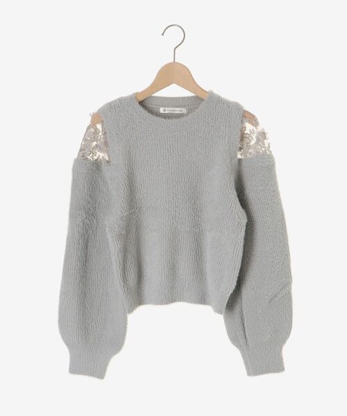 MAJESTIC LEGON（マジェスティックレゴン）の「ショルダーレースシャギーニット（ニット/セーター・レディース・ライトグレー/ベージュ/ピンク/ブルー/アイボリー/ライトピンク・MEDIUM）」の12枚目の写真