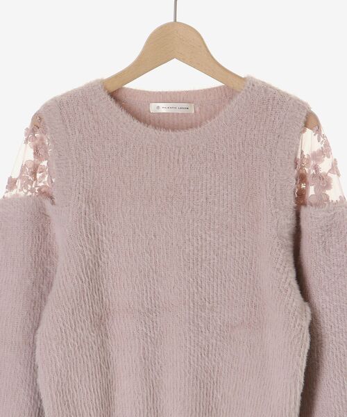 MAJESTIC LEGON（マジェスティックレゴン）の「ショルダーレースシャギーニット（ニット/セーター・レディース・ライトグレー/ベージュ/ピンク/ブルー/アイボリー/ライトピンク・MEDIUM）」の14枚目の写真