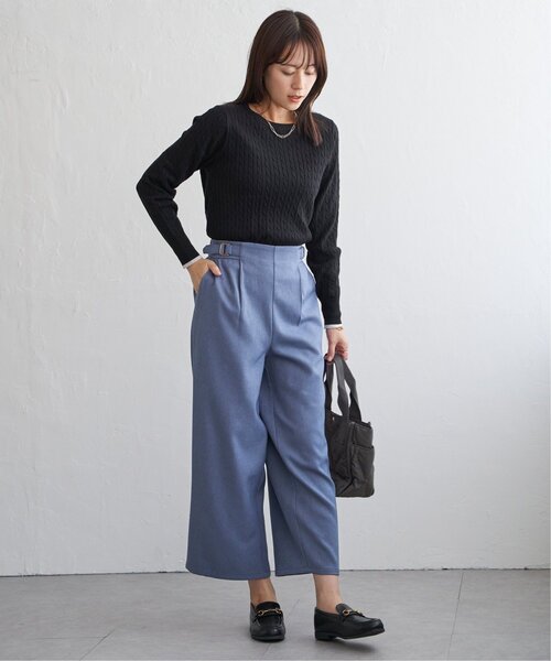 ikka(イッカ)の「ツイルサイドベルトワイドパンツ(その他パンツ・レディース・ブラック/ブルー/スモークグレー/ダークブラウン/ブラウン・M/L/S)」の21枚目の写真