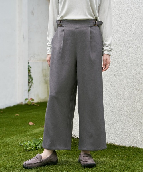 ikka(イッカ)の「ツイルサイドベルトワイドパンツ(その他パンツ・レディース・ブラック/ブルー/スモークグレー/ダークブラウン/ブラウン・M/L/S)」の3枚目の写真