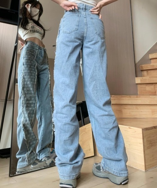 gossip!ロサンゼルス(ゴシップロサンゼルス)の「ミックスパターン デニムパンツ(デニムパンツ・レディース・ブルー・S/M)」の5枚目の写真