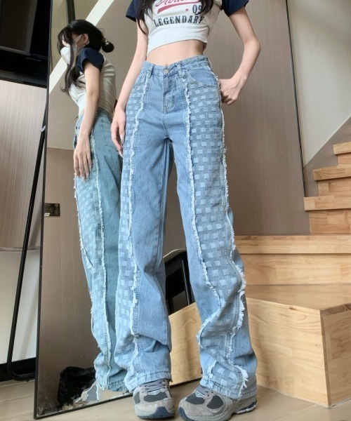 gossip!ロサンゼルス(ゴシップロサンゼルス)の「ミックスパターン デニムパンツ(デニムパンツ・レディース・ブルー・S/M)」の6枚目の写真
