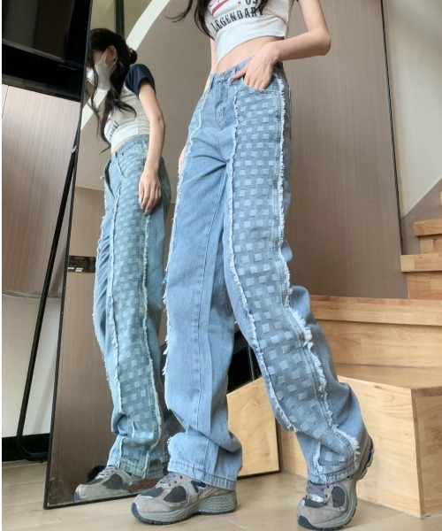 gossip!ロサンゼルス(ゴシップロサンゼルス)の「ミックスパターン デニムパンツ(デニムパンツ・レディース・ブルー・S/M)」の8枚目の写真