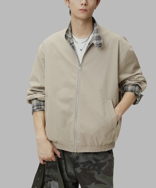 TOBEE（トゥビー）の「【TOBEE】リラックスフィット スタンドカラー ジップブルゾン/2wayリバーシブル ジャケット チェック&無地（ブルゾン・メンズ・ベージュ/ネイビー・LARGE/X-LARGE/MEDIUM）」の19枚目の写真