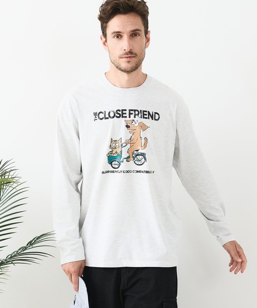 JEANS MATE(ジーンズメイト)の「【汗染みの目立ちにくいTシャツ ZEROSTAIN/ゼロステイン】カートゥーン ヴィンテージ風プリント ビッグシルエット ロンT 防汚 UVカット(Tシャツ/カットソー・メンズ・ホワイト系その他2/ブルー系その他/ブラック系その他2/ベージュ系その他・X-LARGE/MEDIUM/LARGE)」の18枚目の写真