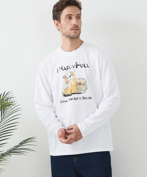 JEANS MATE(ジーンズメイト)の「【汗染みの目立ちにくいTシャツ ZEROSTAIN/ゼロステイン】カートゥーン ヴィンテージ風プリント ビッグシルエット ロンT 防汚 UVカット(Tシャツ/カットソー・メンズ・ホワイト系その他2/ブルー系その他/ブラック系その他2/ベージュ系その他・X-LARGE/MEDIUM/LARGE)」の7枚目の写真