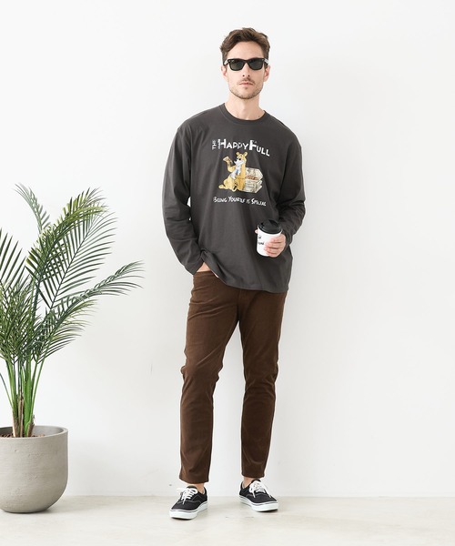 JEANS MATE(ジーンズメイト)の「【汗染みの目立ちにくいTシャツ ZEROSTAIN/ゼロステイン】カートゥーン ヴィンテージ風プリント ビッグシルエット ロンT 防汚 UVカット(Tシャツ/カットソー・メンズ・ホワイト系その他2/ブルー系その他/ブラック系その他2/ベージュ系その他・X-LARGE/MEDIUM/LARGE)」の9枚目の写真