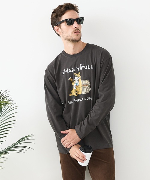 JEANS MATE(ジーンズメイト)の「【汗染みの目立ちにくいTシャツ ZEROSTAIN/ゼロステイン】カートゥーン ヴィンテージ風プリント ビッグシルエット ロンT 防汚 UVカット(Tシャツ/カットソー・メンズ・ホワイト系その他2/ブルー系その他/ブラック系その他2/ベージュ系その他・X-LARGE/MEDIUM/LARGE)」の12枚目の写真