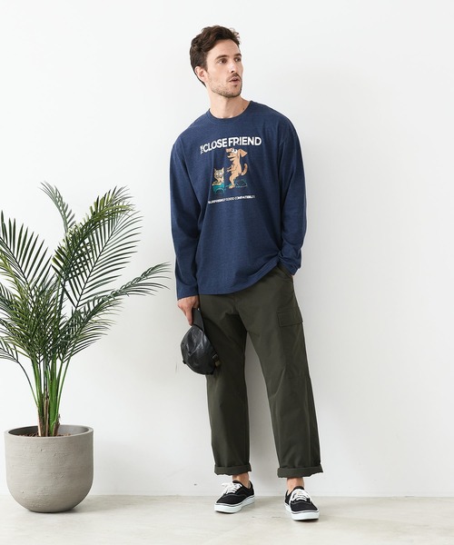 JEANS MATE(ジーンズメイト)の「【汗染みの目立ちにくいTシャツ ZEROSTAIN/ゼロステイン】カートゥーン ヴィンテージ風プリント ビッグシルエット ロンT 防汚 UVカット(Tシャツ/カットソー・メンズ・ホワイト系その他2/ブルー系その他/ブラック系その他2/ベージュ系その他・X-LARGE/MEDIUM/LARGE)」の19枚目の写真