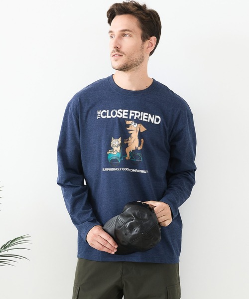 JEANS MATE(ジーンズメイト)の「【汗染みの目立ちにくいTシャツ ZEROSTAIN/ゼロステイン】カートゥーン ヴィンテージ風プリント ビッグシルエット ロンT 防汚 UVカット(Tシャツ/カットソー・メンズ・ホワイト系その他2/ブルー系その他/ブラック系その他2/ベージュ系その他・X-LARGE/MEDIUM/LARGE)」の22枚目の写真