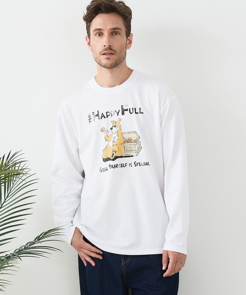 JEANS MATE(ジーンズメイト)の「【汗染みの目立ちにくいTシャツ ZEROSTAIN/ゼロステイン】カートゥーン ヴィンテージ風プリント ビッグシルエット ロンT 防汚 UVカット(Tシャツ/カットソー・メンズ・ホワイト系その他2/ブルー系その他/ブラック系その他2/ベージュ系その他・X-LARGE/MEDIUM/LARGE)」の8枚目の写真