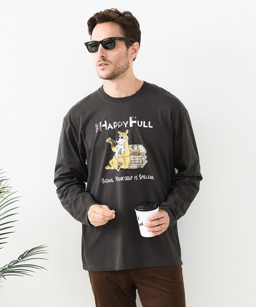 JEANS MATE(ジーンズメイト)の「【汗染みの目立ちにくいTシャツ ZEROSTAIN/ゼロステイン】カートゥーン ヴィンテージ風プリント ビッグシルエット ロンT 防汚 UVカット(Tシャツ/カットソー・メンズ・ホワイト系その他2/ブルー系その他/ブラック系その他2/ベージュ系その他・X-LARGE/MEDIUM/LARGE)」の11枚目の写真