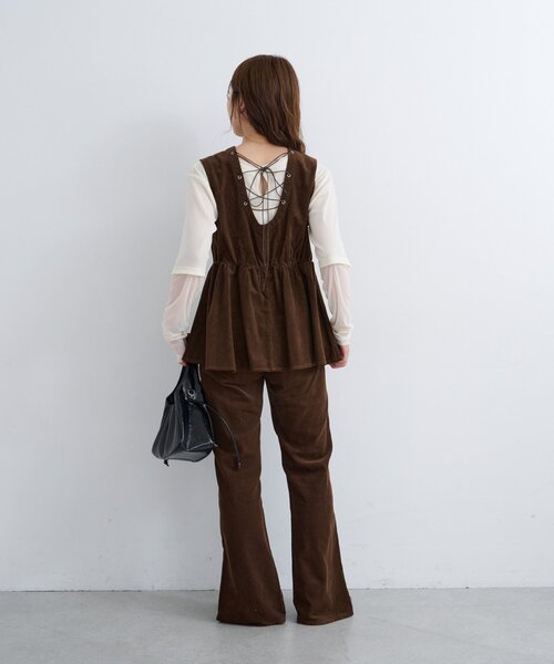 Kastane（カスタネ）の「【3サイズ展開/低身長サイズ/高身長サイズ/セットアップ対応】B コーデュロイパンツ（その他パンツ・レディース・ネイビー/ダークブラウン/キャメル・0/1/2）」の18枚目の写真