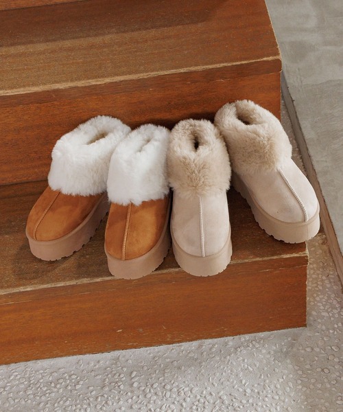 GLOBAL WORK（グローバルワーク）の「厚底ムートンサボ/AND YUA ANY/571611（ブーツ・キッズ・ベージュ/キャメル・MEDIUM/SMALL/LARGE）」の3枚目の写真