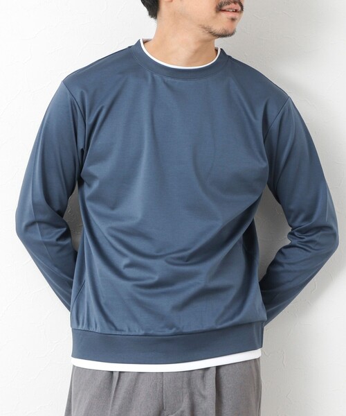 NOLLEY’S（ノーリーズ）の「ハイゲージ スーピマコットン ダブルカラーTee 25AW（Tシャツ/カットソー・メンズ・グレイッシュブルー/ネイビー/ベージュ/ホワイト・S/M/L/XL）」の4枚目の写真