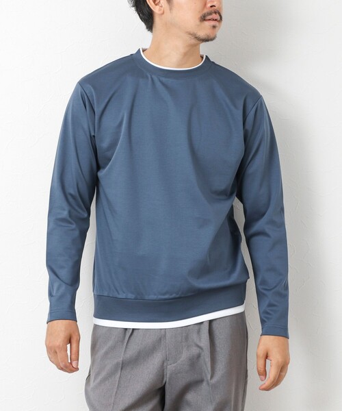 NOLLEY’S（ノーリーズ）の「ハイゲージ スーピマコットン ダブルカラーTee 25AW（Tシャツ/カットソー・メンズ・グレイッシュブルー/ネイビー/ベージュ/ホワイト・S/M/L/XL）」の18枚目の写真