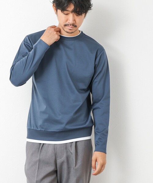 NOLLEY’S（ノーリーズ）の「ハイゲージ スーピマコットン ダブルカラーTee 25AW（Tシャツ/カットソー・メンズ・グレイッシュブルー/ネイビー/ベージュ/ホワイト・S/M/L/XL）」の19枚目の写真