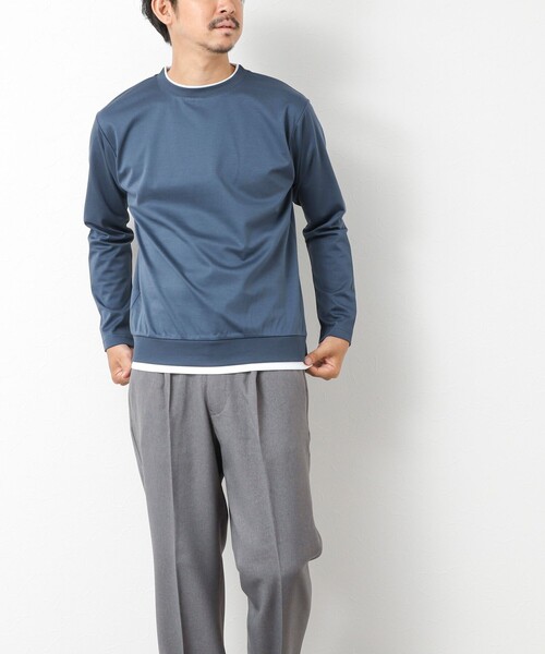 NOLLEY’S（ノーリーズ）の「ハイゲージ スーピマコットン ダブルカラーTee 25AW（Tシャツ/カットソー・メンズ・グレイッシュブルー/ネイビー/ベージュ/ホワイト・S/M/L/XL）」の20枚目の写真