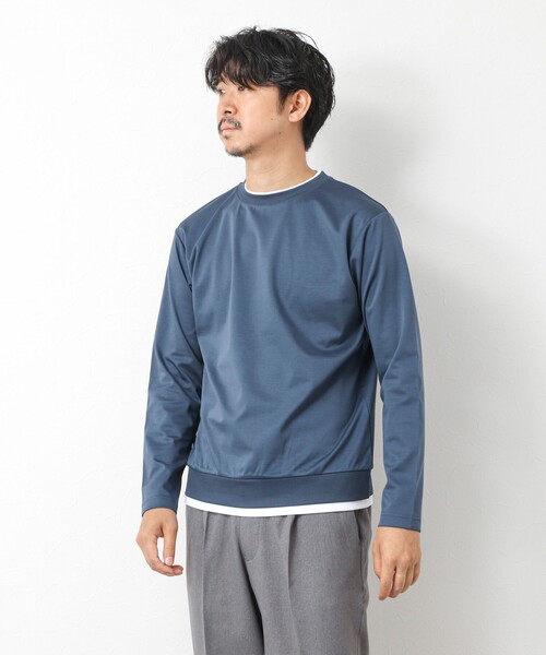 NOLLEY’S（ノーリーズ）の「ハイゲージ スーピマコットン ダブルカラーTee 25AW（Tシャツ/カットソー・メンズ・グレイッシュブルー/ネイビー/ベージュ/ホワイト・S/M/L/XL）」の21枚目の写真