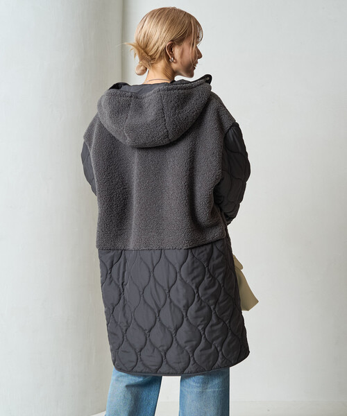 セール】限定展開 ボア×キルティング 切り替え ロングコート（その他